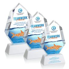 Employee Gifts - Norwood Full Color White on Newhaven Base Polygon Crystal Award