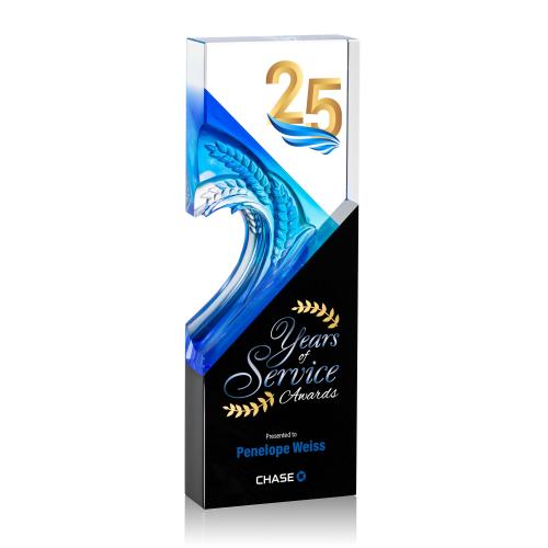Awards and Trophies - Crystal Awards - Baywell Full Color Black Rectangle Crystal Award