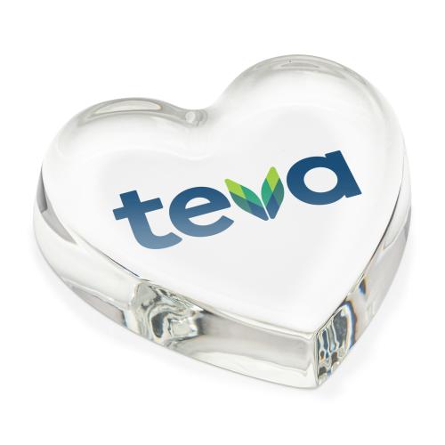 Awards and Trophies - Crystal Awards - Glass Awards - Coeur Heart Full Color Paperweight