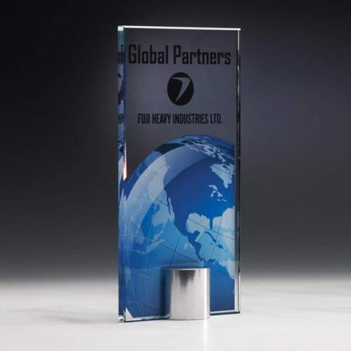 Awards and Trophies - Crystal Awards - Luminous World Globe Crystal Award
