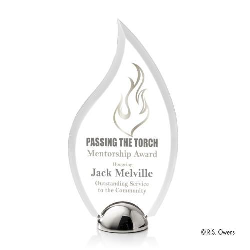 Awards and Trophies - Acrylic Awards - Vulcan Hemisphere Full Color Flame Acrylic Award
