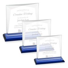 Tanner Blue  Square / Cube Crystal Award - Colored Crystal Awards