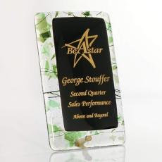 Employee Gifts - Emerald Fusion Rectangle Glass Award