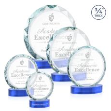 Centura Sky Blue on Alberton Base Circle Crystal Award - Awards and Trophies