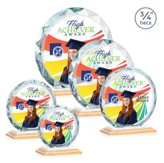 Centura Full Color Bamboo/White Circle Wood Award - Full Color Imprint