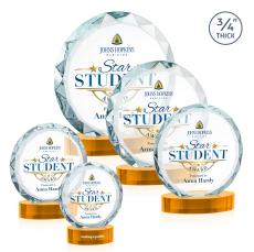 Centura Full Color Amber on Alberton Base Circle Crystal Award - Full Color Imprint