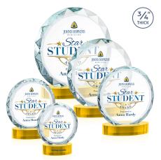 Centura  Full Color Gold on Alberton Base Circle Crystal Award - Awards and Trophies