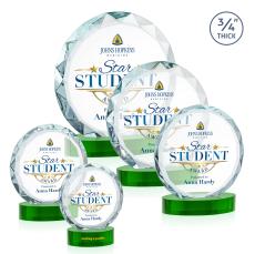 Centura Full Color Green on Alberton Base Circle Crystal Award - Awards and Trophies