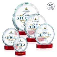 Centura Full Color Red on Alberton Base Circle Crystal Award - Awards and Trophies