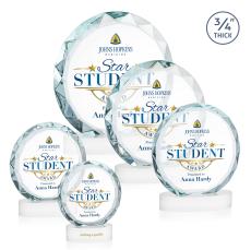 Centura Full Color White on Alberton Base Circle Crystal Award - Awards and Trophies