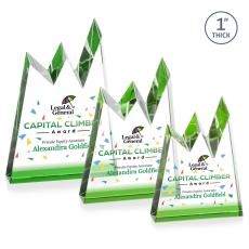 Alpine Full Color Green Peaks Crystal Award - Awards and Trophies