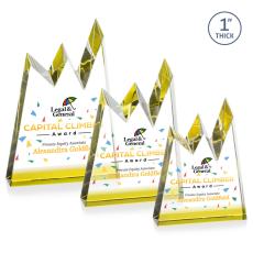 Alpine Full Color Gold Peaks Crystal Award - Awards and Trophies