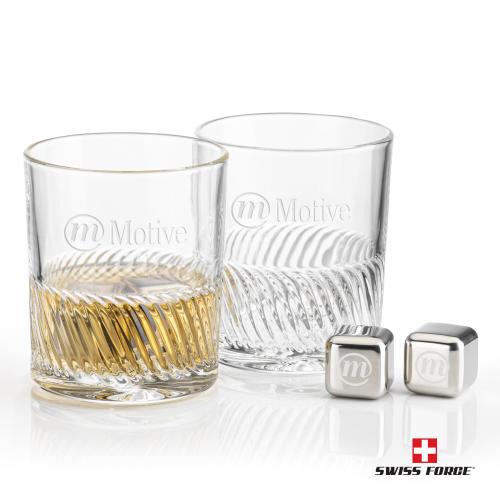 Corporate Gifts - Barware - Gift Sets - Swiss Force&reg; S/S Ice Cubes & 2 Drysdale OTR