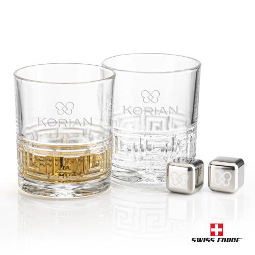 Corporate Gifts - Barware - Gift Sets - Swiss Force&reg; S/S Ice Cubes & 2 Libretto DOF