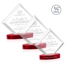 Belaire Red on Alberton Base Diamond Crystal Award - Crystal Awards