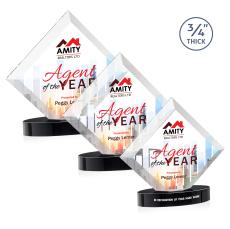 Belaire Full Color Black on Alberton Base Diamond Crystal Award - Crystal Awards