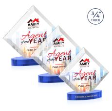 Belaire Full Color Sky Blue on Alberton Base Diamond Crystal Award - Crystal Awards