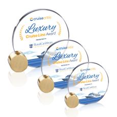 Verdunn Full Color Starfire/Gold Circle Crystal Award - Crystal Awards