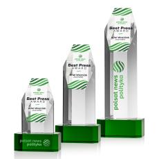 Ashford Full Color Green on Base Towers Crystal Award - Crystal Awards