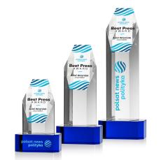 Ashford Full Color Blue on Base Towers Crystal Award - Crystal Awards