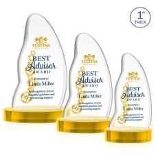 Beauford Full Color Gold on Base Unique Crystal Award - Crystal Awards
