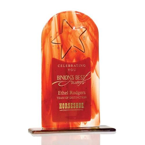 Awards and Trophies - Crystal Awards - Glass Awards - Art Glass Awards - Star Arch Fusion Star Glass Award