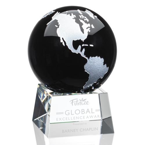 Awards and Trophies - Crystal Awards - Blythwood Black Globe Crystal Award