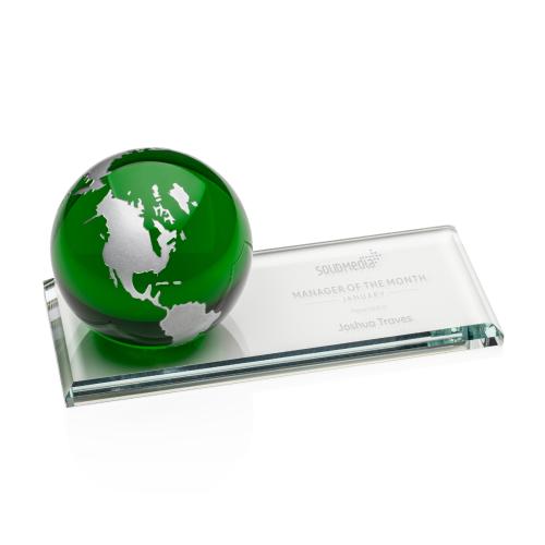 Awards and Trophies - Crystal Awards - Fairfield Green Globe Crystal Award