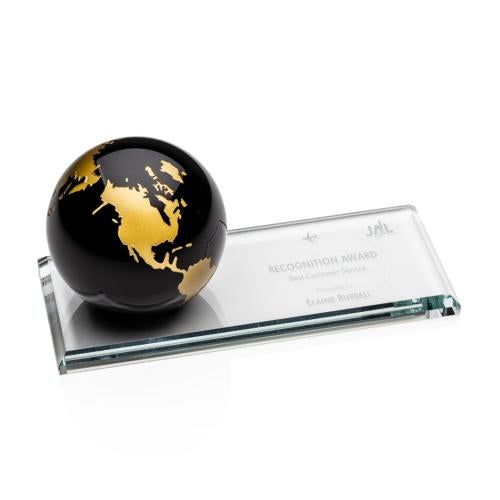 Awards and Trophies - Crystal Awards - Fairfield Black Globe Crystal Award