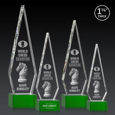 Springfield 3D Green on Hancock Base Polygon Crystal Award - 3D Crystal Awards