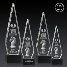 Springfield 3D Black on Hancock Base Polygon Crystal Award - 3D Crystal Awards