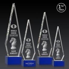 Springfield 3D Blue on Hancock Base Diamond Crystal Award - Awards and Trophies