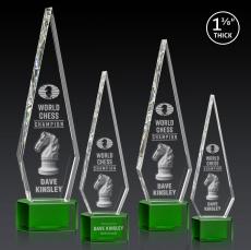 Springfield 3D Green on Paragon Base Diamond Crystal Award - Crystal Awards