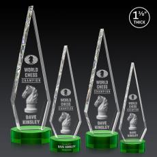 Springfield 3D Green on Stanrich Base Diamond Crystal Award - Crystal Awards