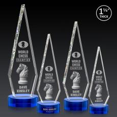 Springfield 3D Blue on Stanrich Base Diamond Crystal Award - 3D Crystal Awards