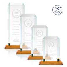 Dalton Amber Rectangle Crystal Award - Crystal Awards