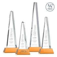Majestic Tower Amber on Newhaven Base Towers Crystal Award - Crystal Awards