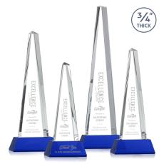 Majestic Tower Blue on Newhaven Base Towers Crystal Award - Crystal Awards