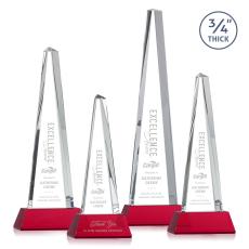 Majestic Tower Red on Newhaven Base Towers Crystal Award - Crystal Awards