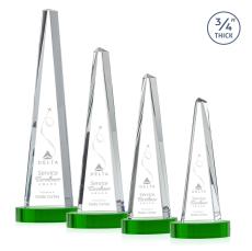 Majestic Tower Green on Alberton Base Towers Crystal Award - Crystal Awards