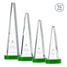Majestic Tower Green on Alberton Base Towers Crystal Award - Colored Crystal Awards