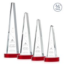 Majestic Tower Red on Alberton Base Towers Crystal Award - Crystal Awards