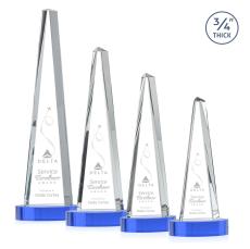 Majestic Tower Sky Blue on Alberton Base Towers Crystal Award - Crystal Awards