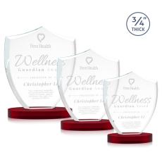 Scudo Shield on Alberton Base - Red - Colored Crystal Awards