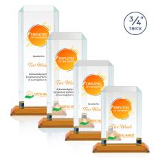 Dalton Full Color Amber Rectangle Crystal Award - Full Color Imprint