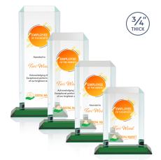 Dalton Full Color Green Rectangle Crystal Award - Crystal Awards