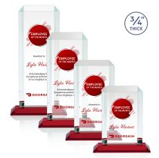 Dalton Full Color Red Rectangle Crystal Award - Crystal Awards