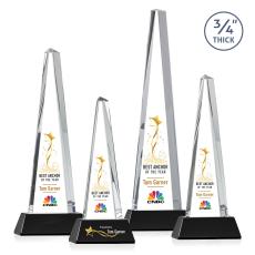 Majestic Tower Full Color Black on Newhaven Base Towers Crystal Award - Awards and Trophies