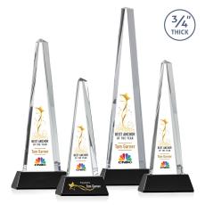 Majestic Tower Full Color Black on Newhaven Base Towers Crystal Award - Crystal Awards