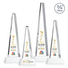 Majestic Tower Full Color White on Newhaven Base Towers Crystal Award - Awards and Trophies